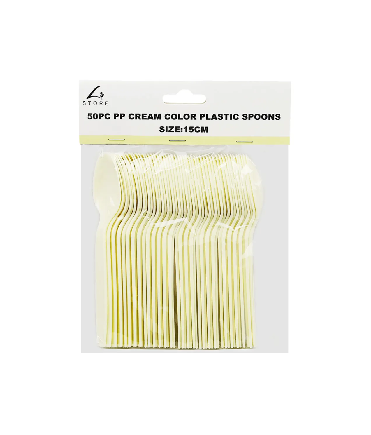 Cream PP Reusable Spoons 50pc 15cm