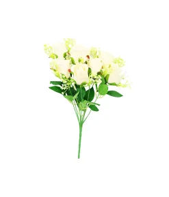 Cream Rose Bush 9 Heads 38cm