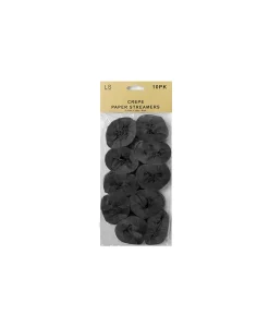 Crepe Paper Streamers Black 10pk