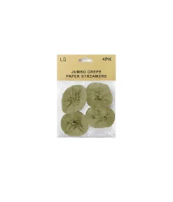 Crepe Paper Streamers Gold 4pk