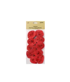 Crepe Paper Streamers Red 10pk