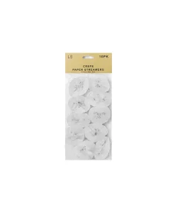 Crepe Paper Streamers White 10pk