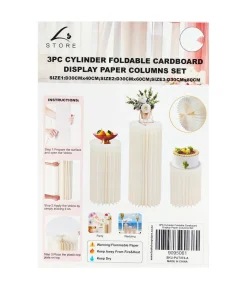 Cylinder Foldable Cardboard Display Columns Set 3pc