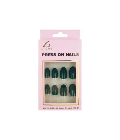 Dark Green Round Press On Nails 24pc