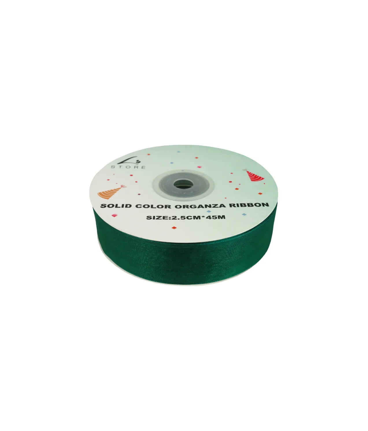 Dark Green Solid Colour Organza Ribbon 2.5cm