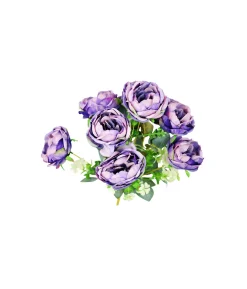 Dark Purple Peony Rose Bush 9 Head 40cm