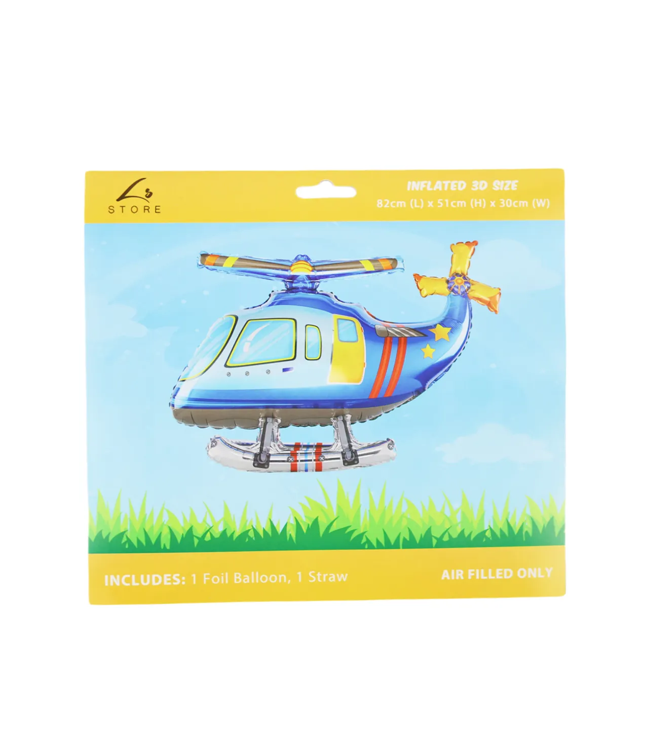3D Helicopter Foil Balloon 1pc