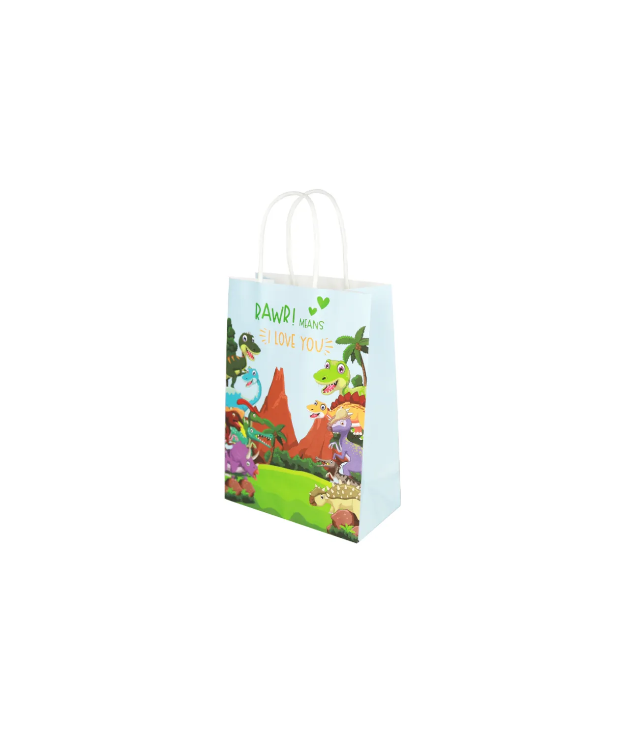 Dinosaur Printed Small Paper Bags 21cm 4pk
