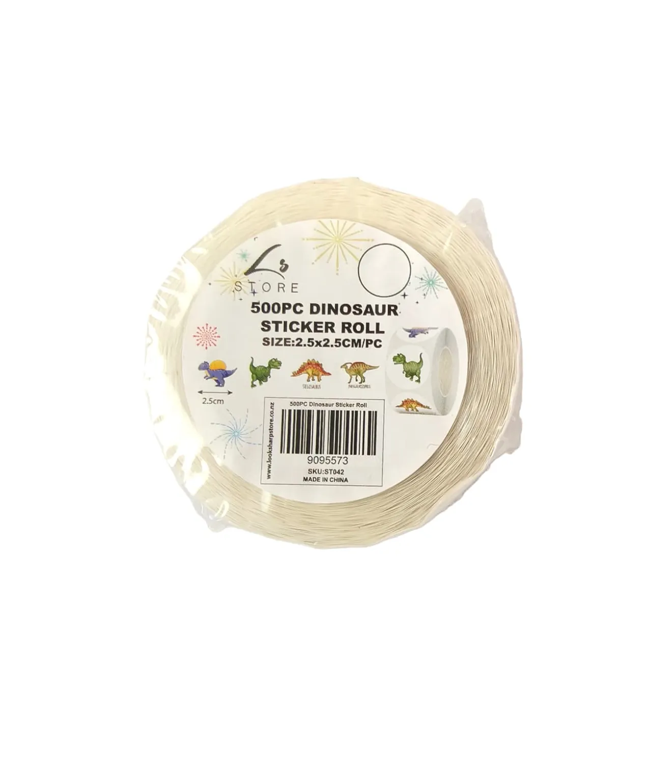 Dinosaur Sticker Roll 2.5×2.5cm 500pc