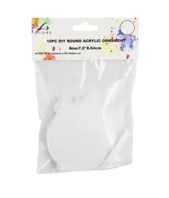 DIY Blank Round Acrylic Ornament 7.5 x 8.45cm 10pc