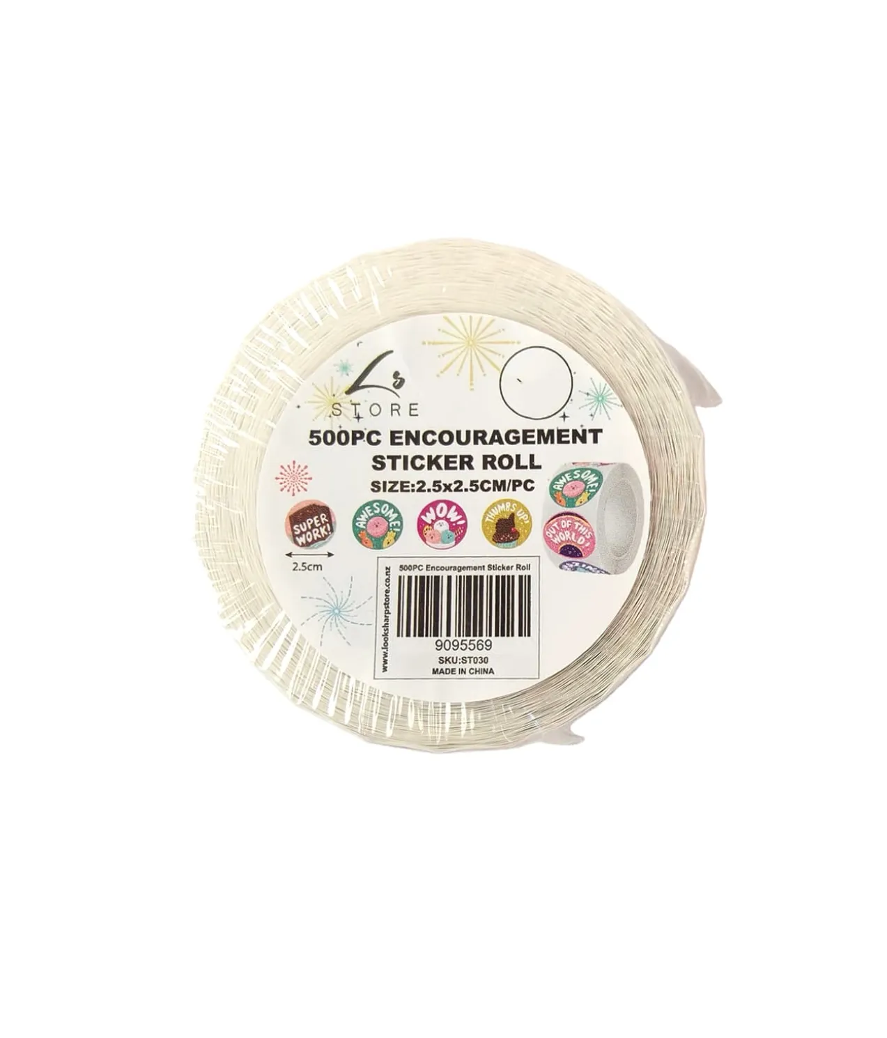 Encouragement Sticker Roll 2.5×2.5cm 500pc
