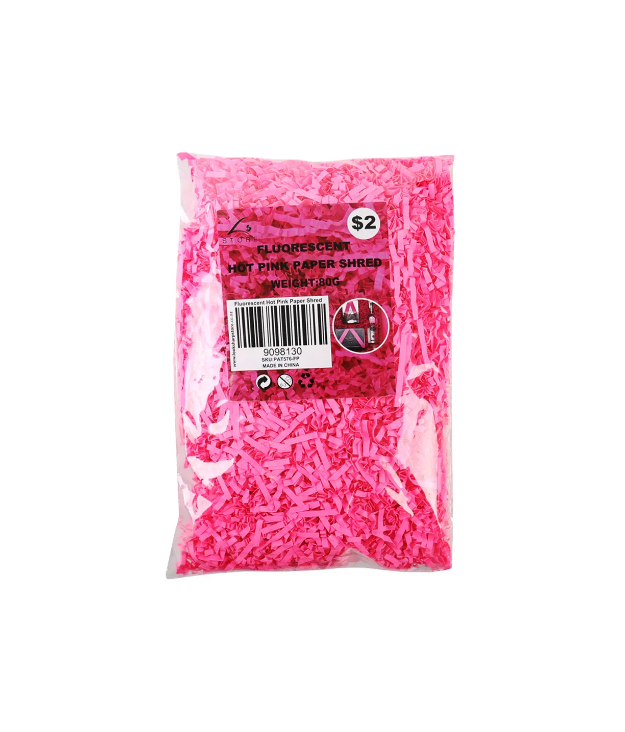 Fluorescent Hot Pink Paper Shreds 80g
