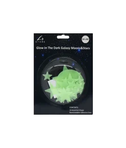 Galaxy Moon & Stars Glow In The Dark Decorations 12pc