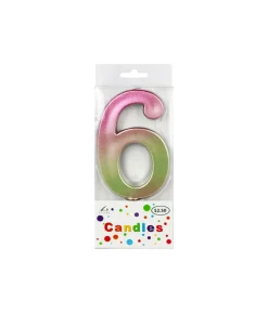 Giant Iridescent Number Candle 6