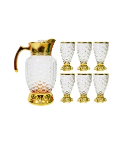 Glass Jug and Drinking Glasses Set 1600ml