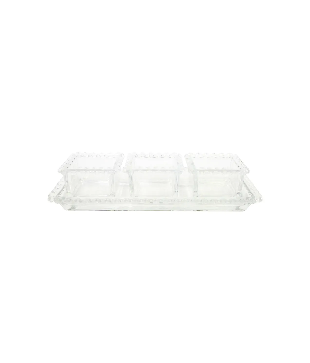 Glass Snack Bowls & Tray 4pc 30cm