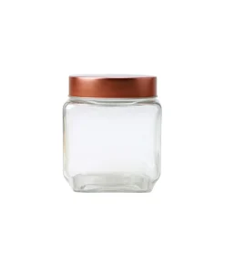 Glass Storage Jar With Copper Lid 9x9x10.9cm