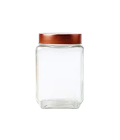 Glass Storage Jar With Copper Lid 9x9x14.6cm