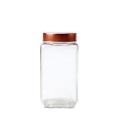 Glass Storage Jar With Copper Lid 9x9x18.5