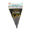 Glitter Black Happy Birthday Triangle Banner 12 flags 3.5m