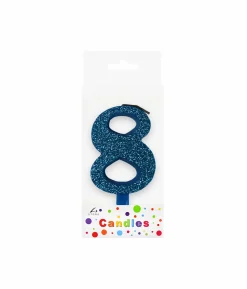 Glitter Blue Number Candle 8