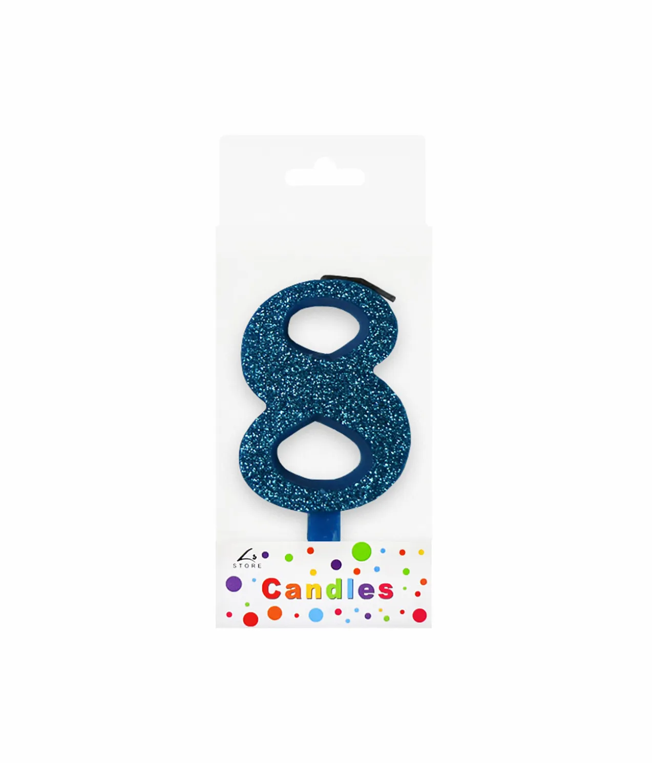 Glitter Blue Number Candle 8