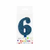 Glitter Blue Number Candle 6