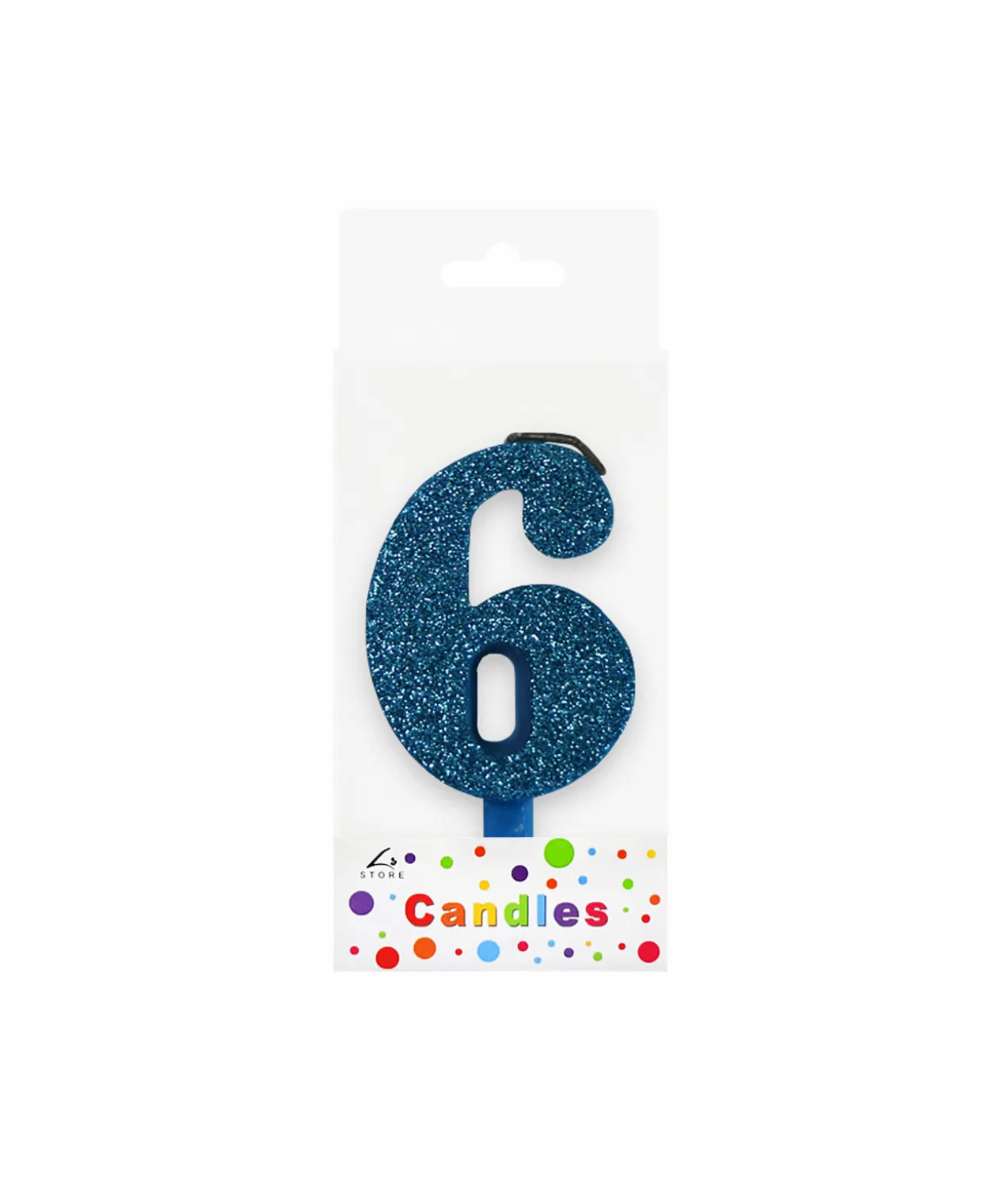 Glitter Blue Number Candle 6