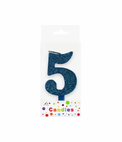 Glitter Blue Number Candle 5