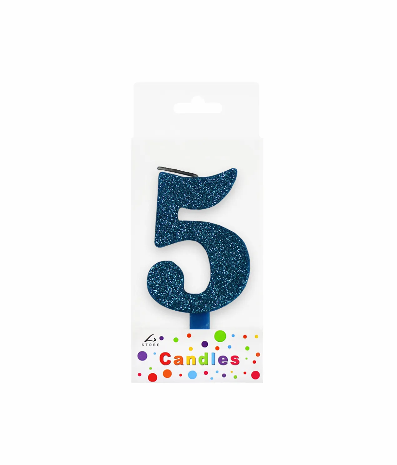Glitter Blue Number Candle 5