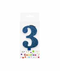 Glitter Blue Number Candle 3