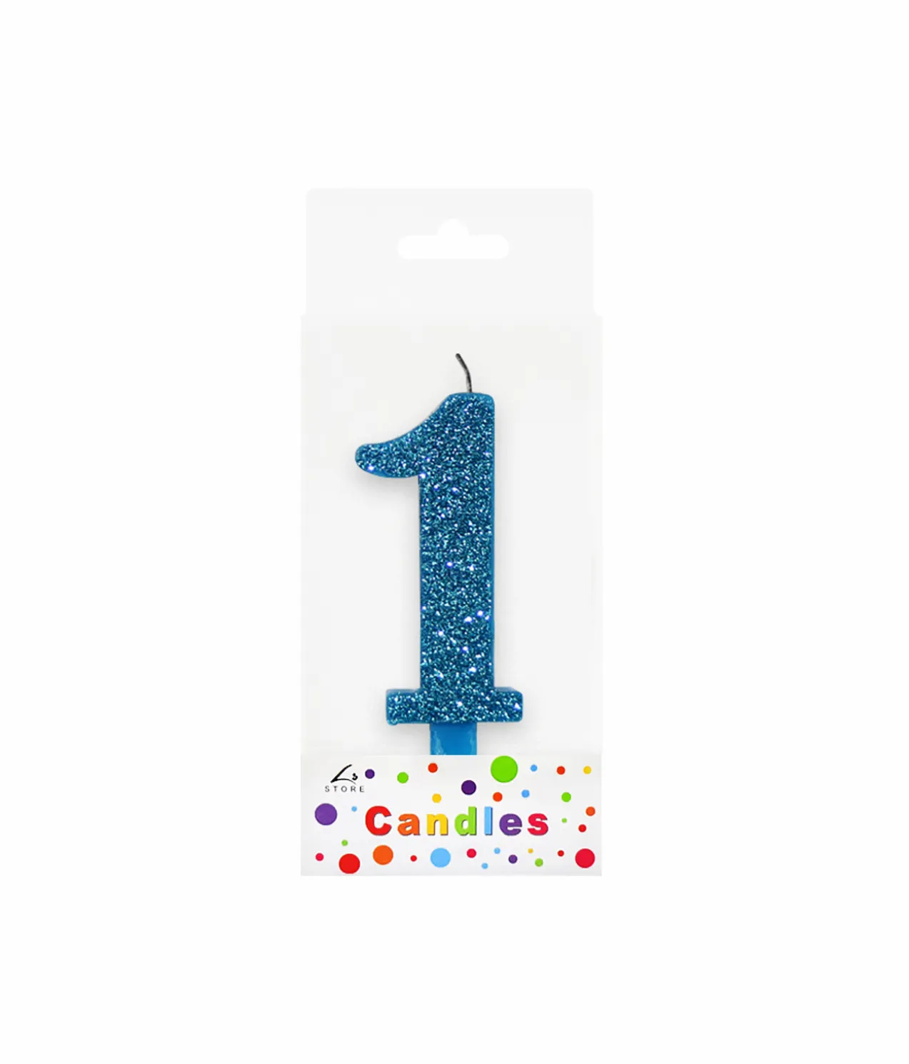 Glitter Blue Number Candle 1