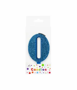 Glitter Blue Number Candle 0