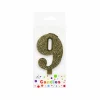 Glitter Gold Number Candle 9