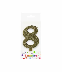 Glitter Gold Number Candle 8