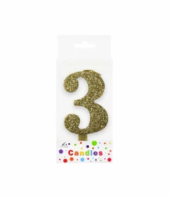 Glitter Gold Number Candle 3