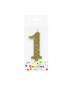 Glitter Gold Number Candle 1