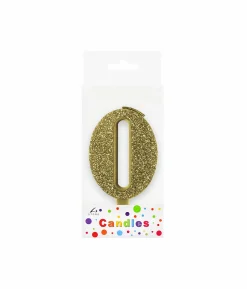 Glitter Gold Number Candle 0