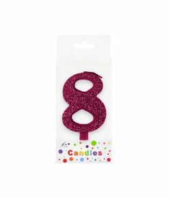 Glitter Magenta Number Candle 8