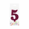 Glitter Magenta Number Candle 5
