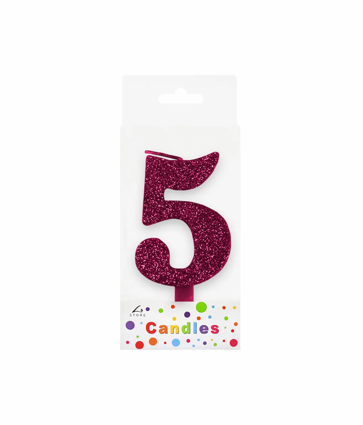 Glitter Magenta Number Candle 5