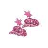 Glitter Pink Hat Earrings 4x4cm