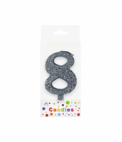 Glitter Silver Number Candle 8