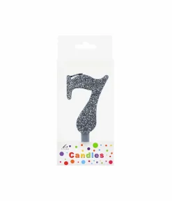 Glitter Silver Number Candle 7