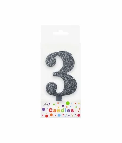 Glitter Silver Number Candle 3