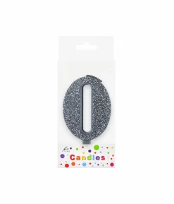 Glitter Silver Number Candle 0