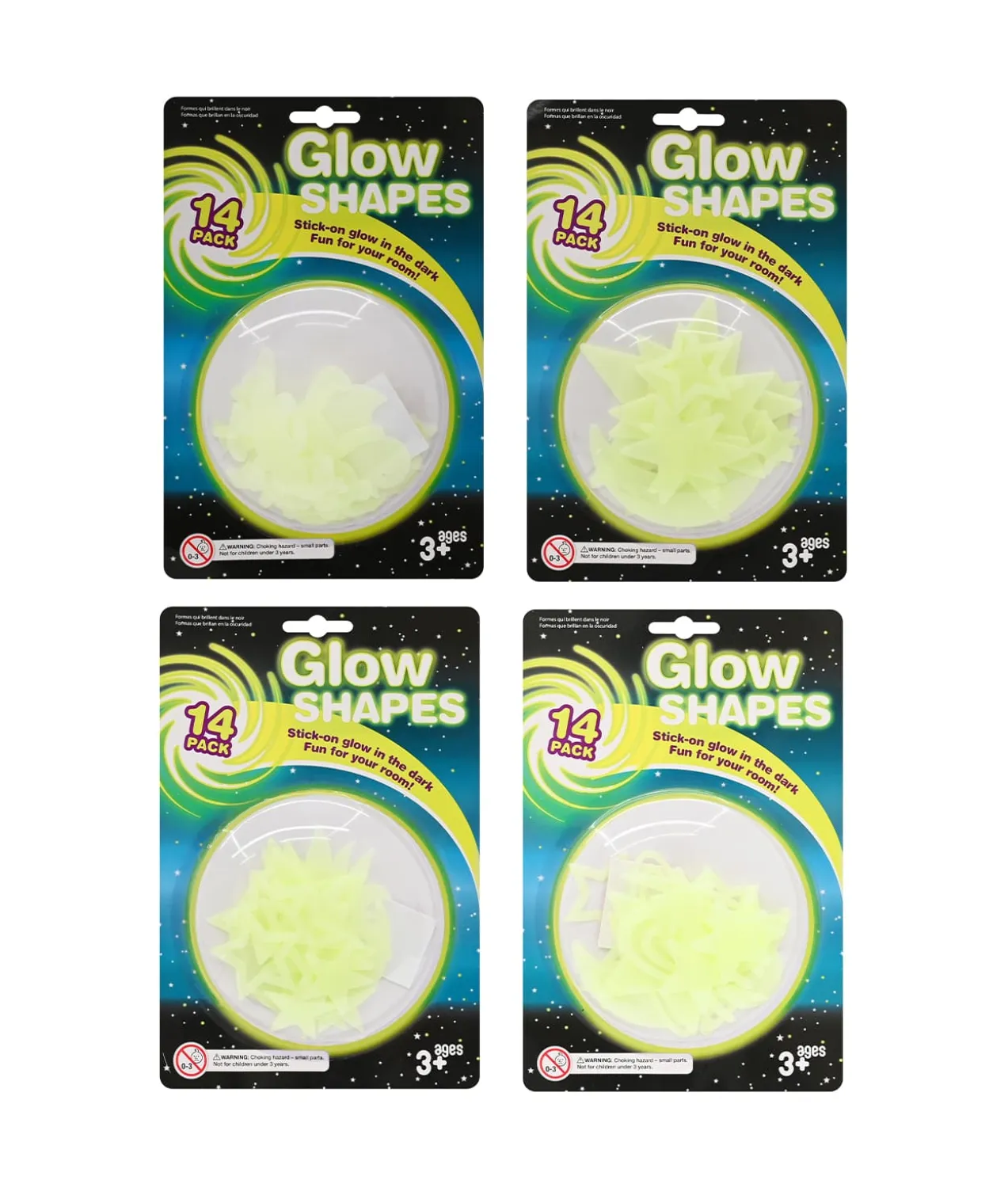 Glow In The Dark Shapes Assorted 14pcs