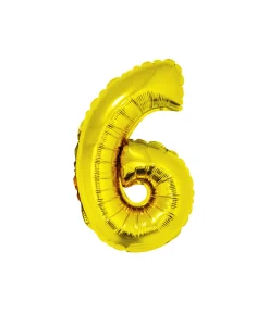 Gold Air Fill Number 6 Balloon