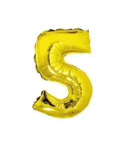 Gold Air Fill Number 5 Balloon