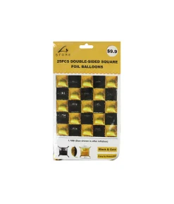 Gold & Black Double-Sided Square Foil Balloon 25pc